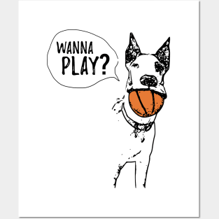Wanna play? Great Dane with basketball design Posters and Art